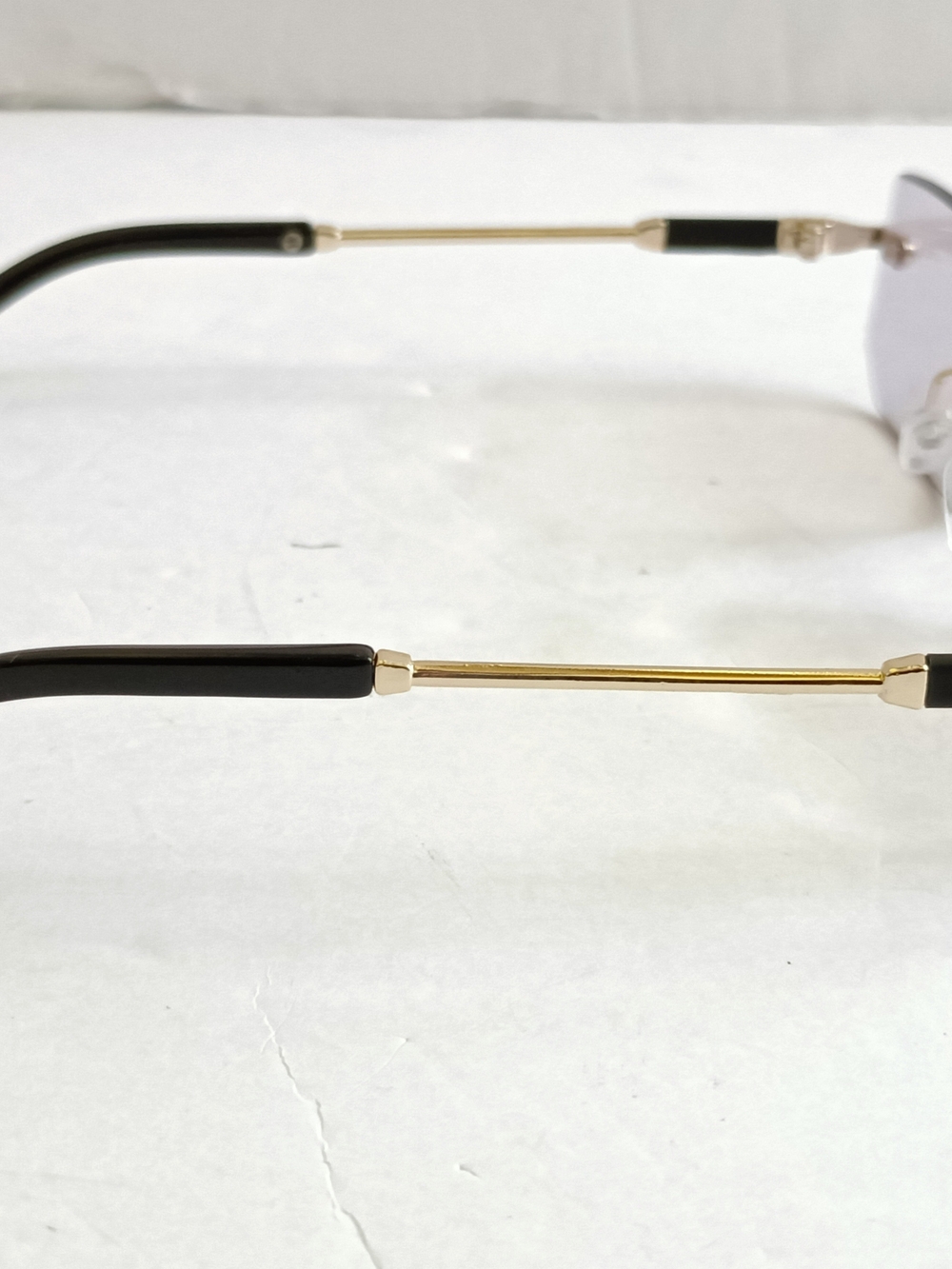Rimless Gradient Square Sunglasses Gold Frame Brown and Purple Lenses - Picture 8 of 10